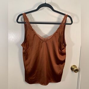 Molly Bracken NWOT brown lace trim camisole tank top Size Small